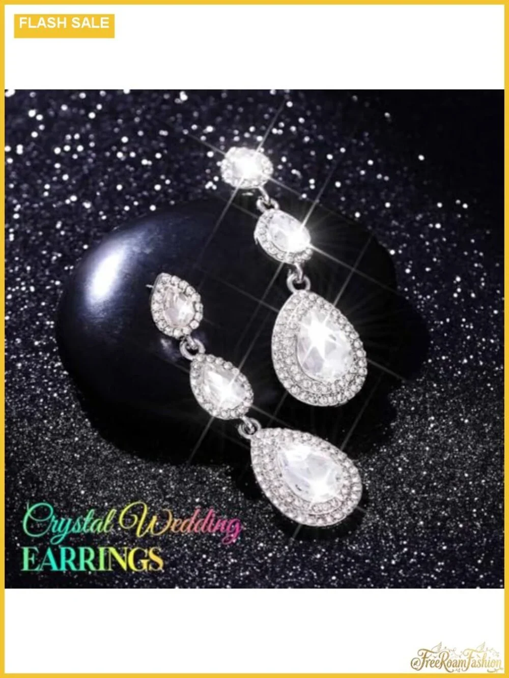 Long Rhinestone Teardrop Dangling Earrings for Women